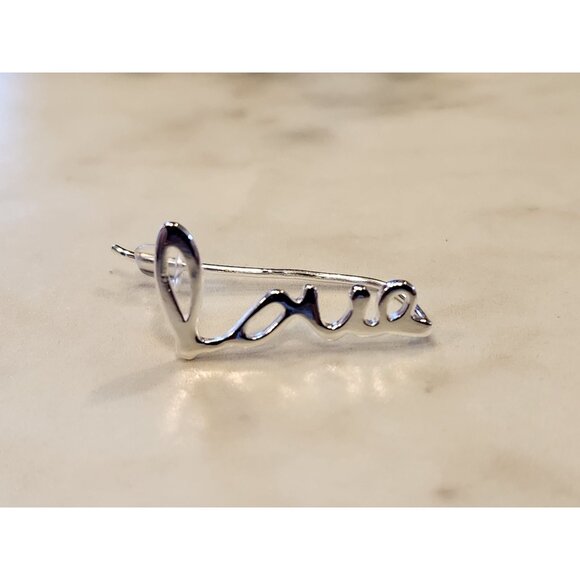 Sterling Silver "Love" Text Drop Earrings With Secure Backing - Picture 6 of 6